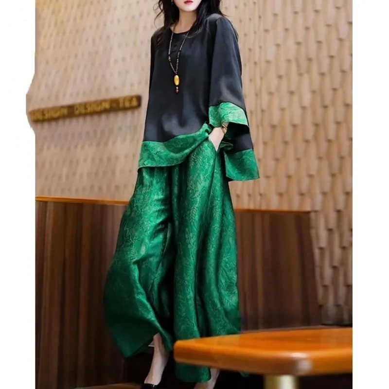 Wide Leg Palazzo Pants - 2025 여름 여성 루즈핏 새틴 의상