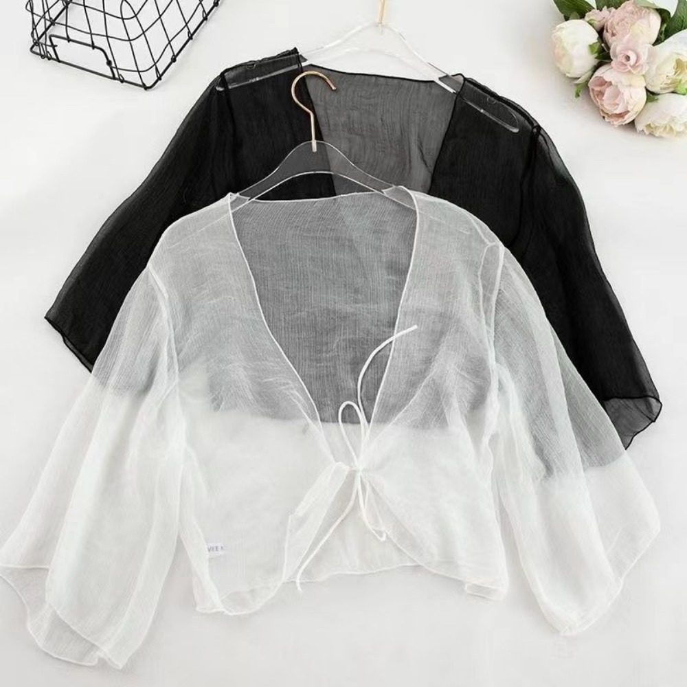Women'S Fashion Knitwear - 여름 Crinkle 여성 카디건 느슨한 쉬폰