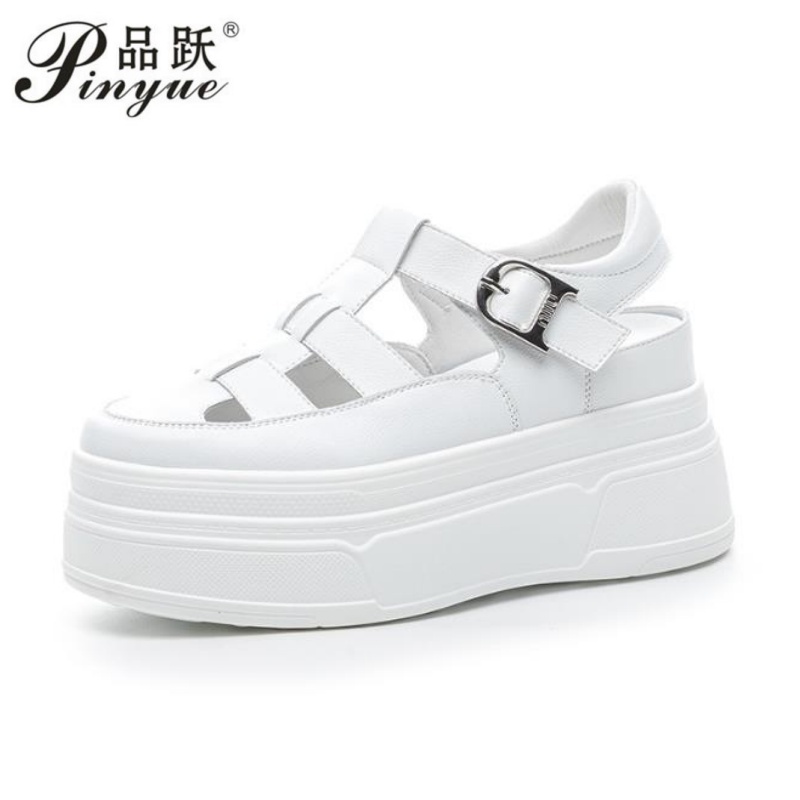 Sneakers Fashion Women - 8.5cm 속이 빈 풀 소가죽 여성