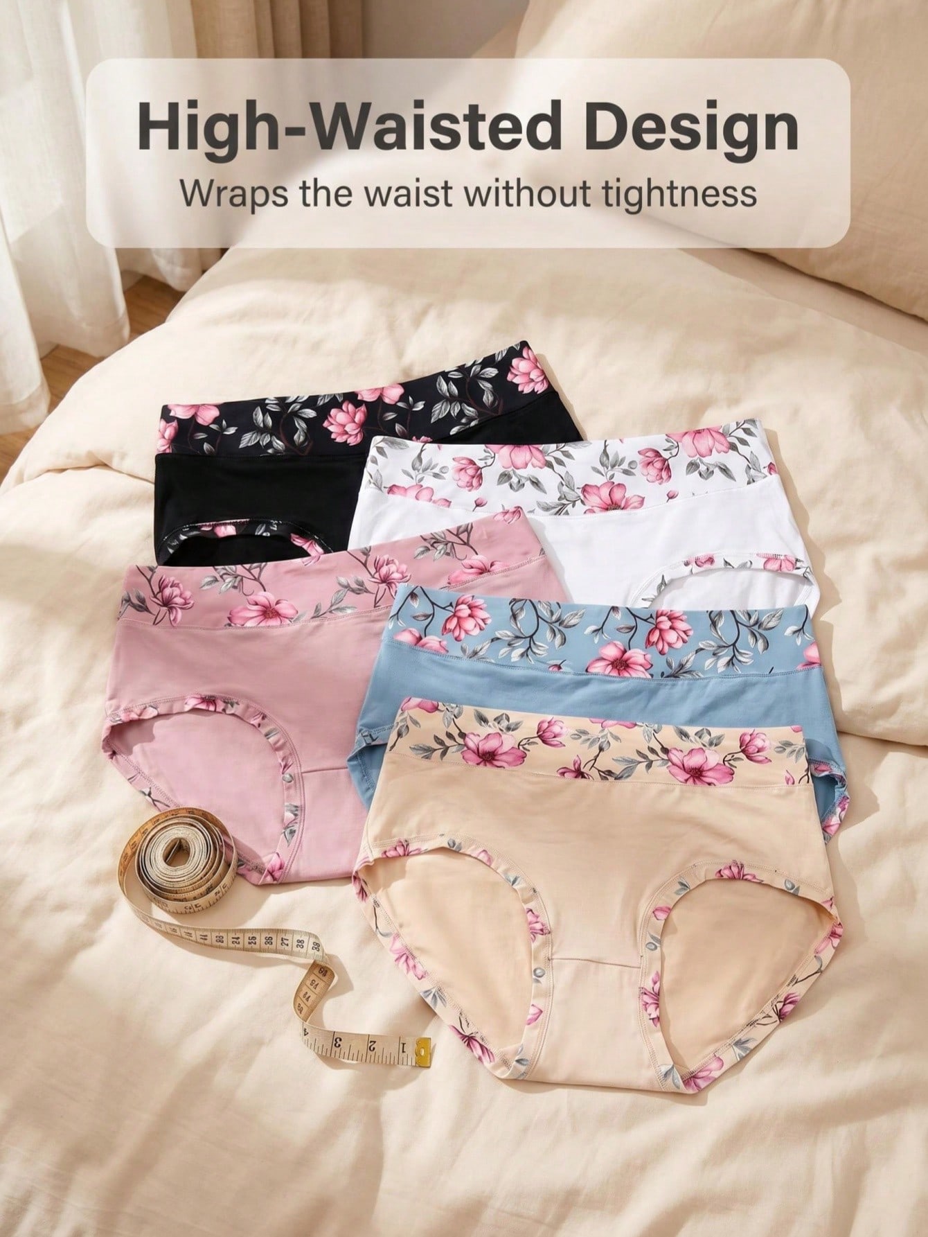 Women'S Fashion Trends - 5PCS 플러스 사이즈 여성용 꽃무늬 팬티,