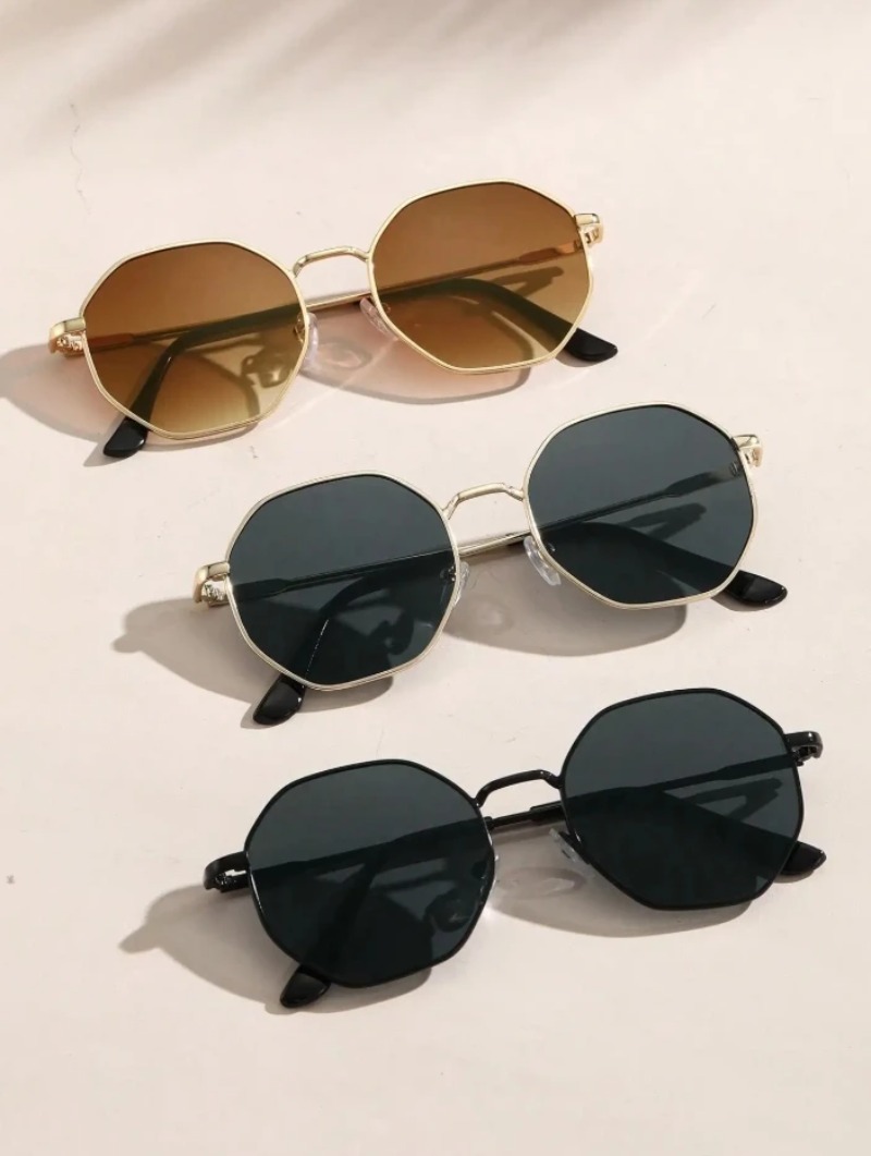 Women'S Fashion Eyeglass Frames - 1/3 Pcs 금속 기하학적 원형 프레임