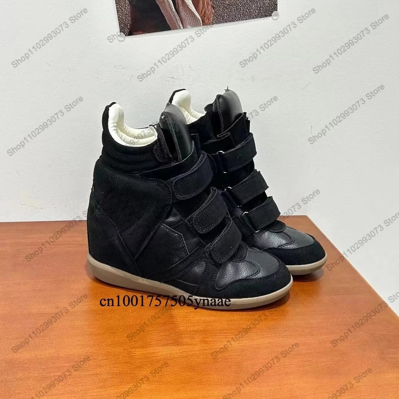 Sneakers Fashion Women - 여성용 히든 웨지힐 하이탑 스니커즈 스웨이드