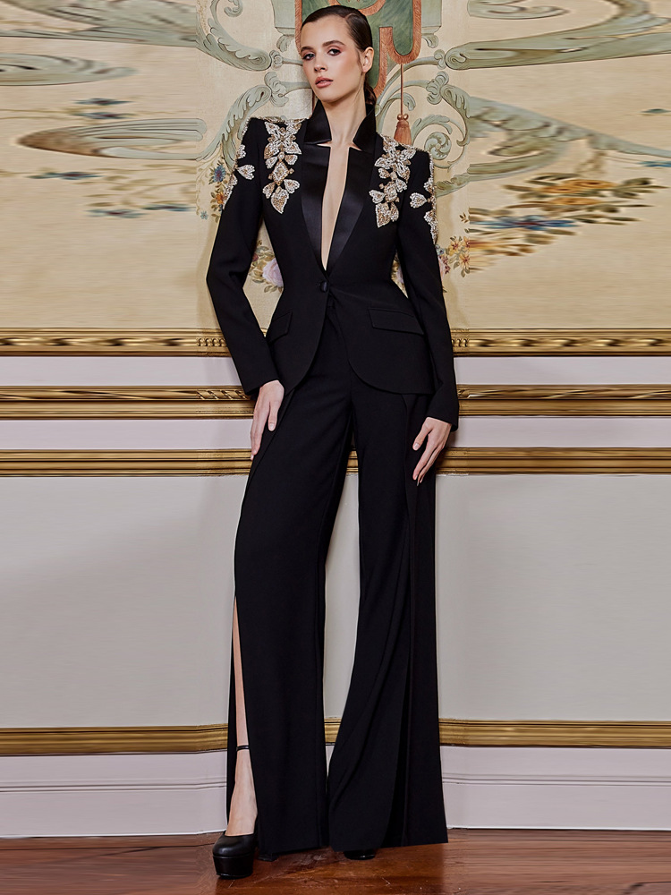 하이 스트리트 최신 2026 디자이너 정장 여성용 비즈 - Wide Leg Palazzo Pants 리뷰 및 가격