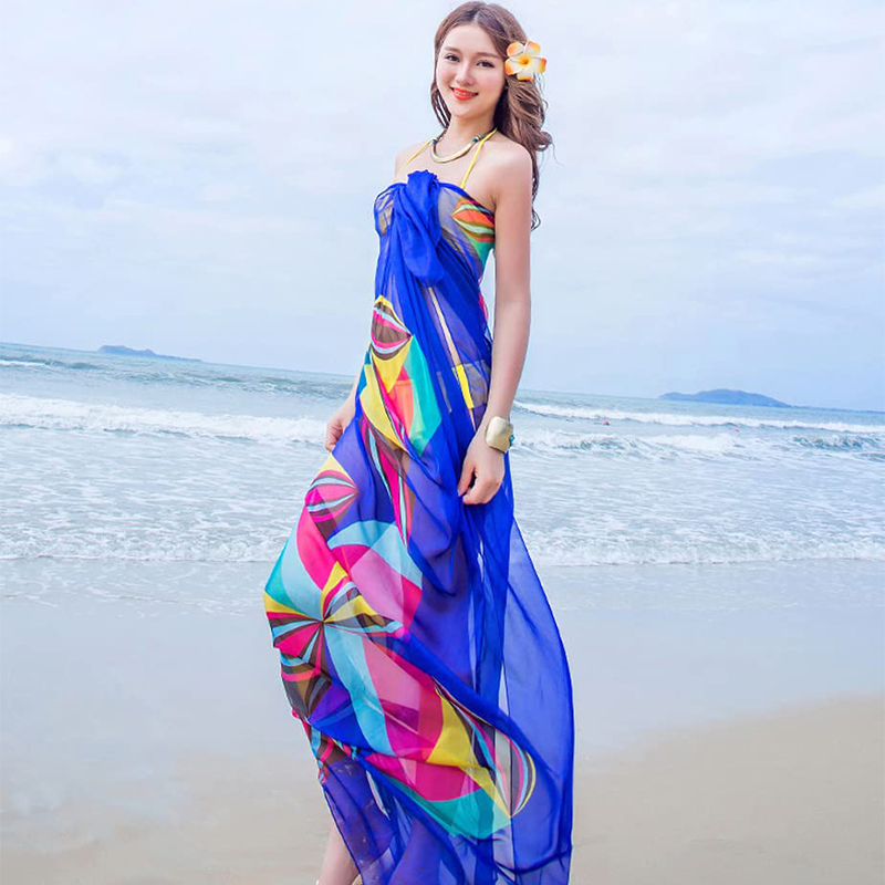 파레오 스카프 여성용 비치 사롱 비치 커버 업, 여름  - Printed Wrap Skirt 리뷰 및 가격