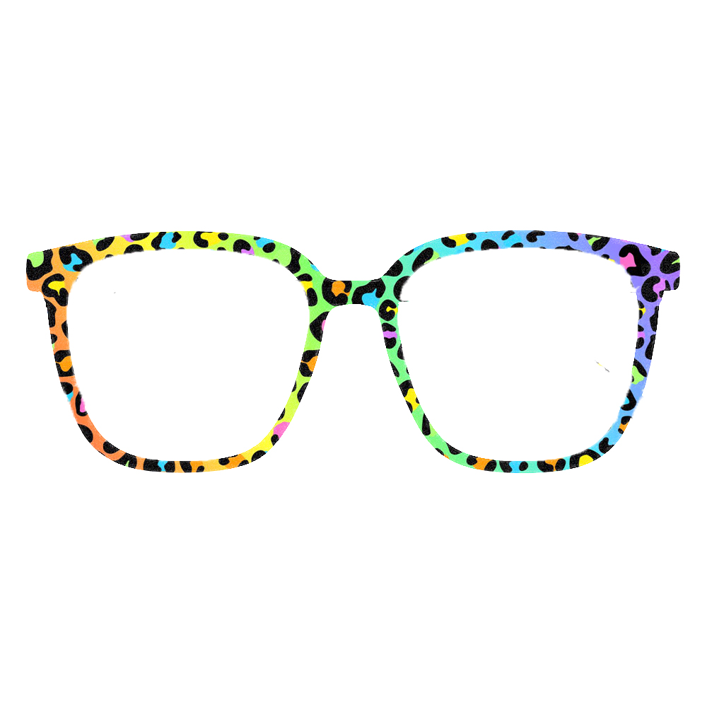 트렌디 한 무지개 표범 인쇄 사각형 안경 프레임 여성  - Women'S Fashion Eyeglass Frames 리뷰 및 가격