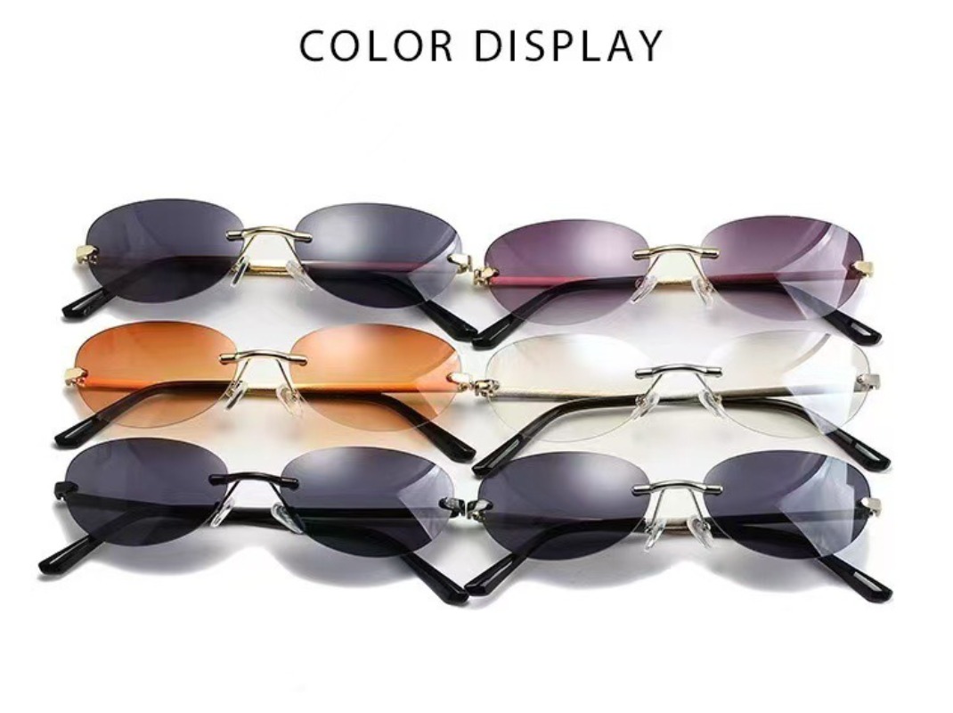 무테 타원형 선글라스 여성 작은 타원형 그라데이션 금속 - Women'S Fashion Eyeglass Frames 리뷰 및 가격