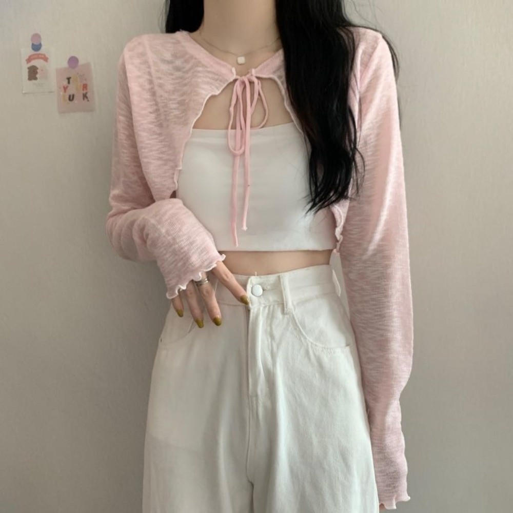 패션 얇은 자외선 차단 카디건 레이스업 디자인 짧은 길 - Women'S Fashion Knitwear 리뷰 및 가격
