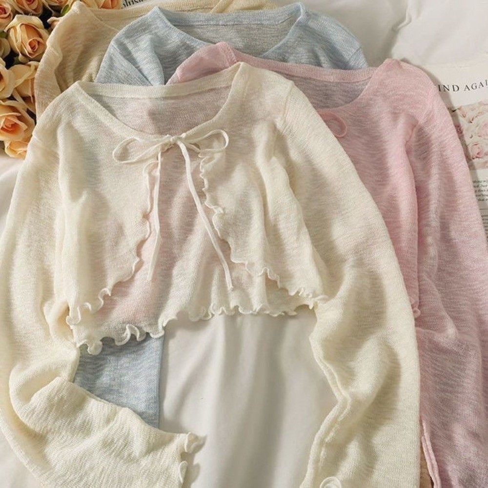 패션 얇은 자외선 차단 카디건 레이스업 디자인 짧은 길 - Women'S Fashion Knitwear 리뷰 및 가격