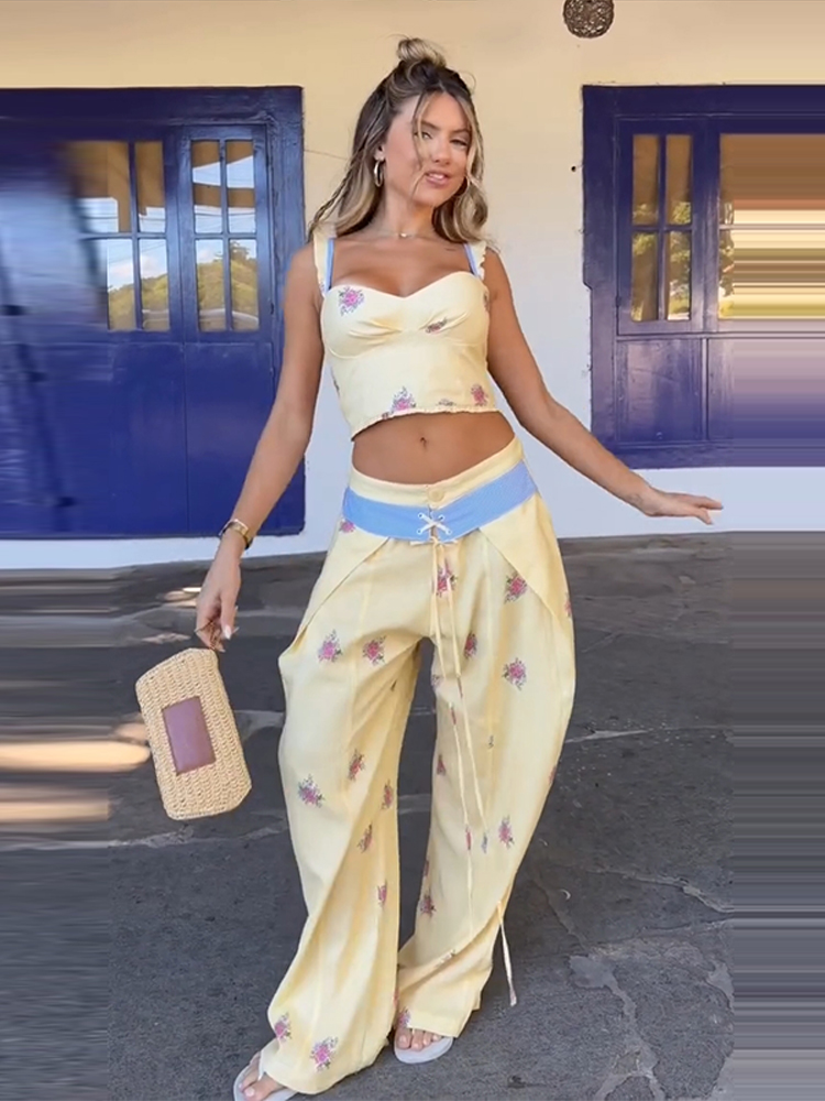 2026 여름 가을 프린트 베스트 팬츠 여성 세트 섹시 - Wide Leg Palazzo Pants 리뷰 및 가격