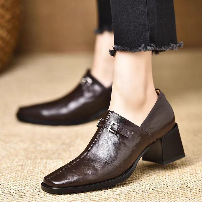 여성용 하이힐 스퀘어 토 가죽 신발, 겨울 2025 트 - Women'S Fashion Trends Autumn 2025 리뷰 및 가격