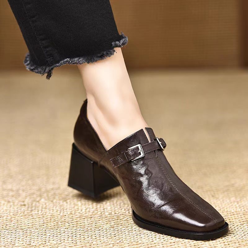 여성용 하이힐 스퀘어 토 가죽 신발, 겨울 2025 트 - Women'S Fashion Trends Autumn 2025 리뷰 및 가격