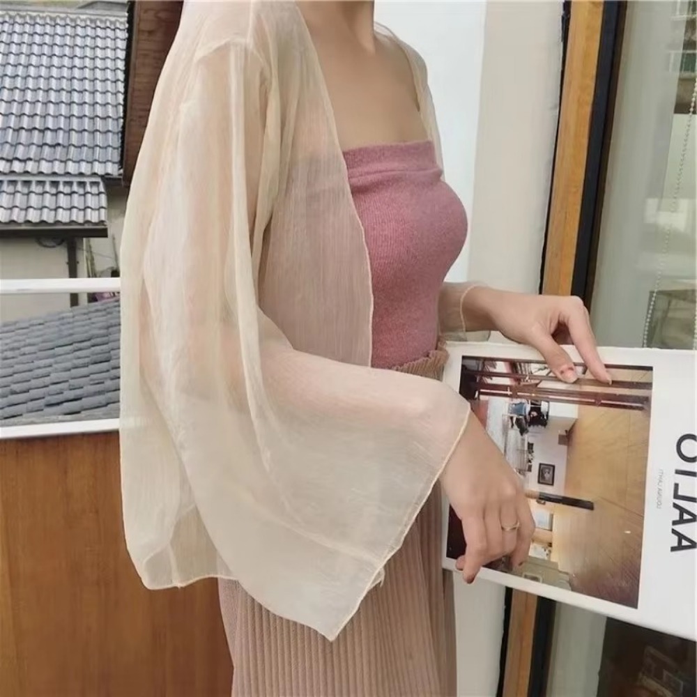 여름 Crinkle 여성 카디건 느슨한 쉬폰 얇은 섹션 - Women'S Fashion Knitwear 리뷰 및 가격