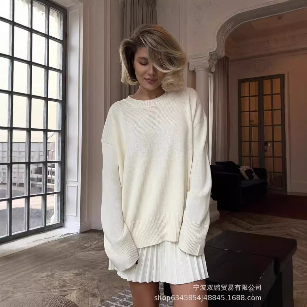 가을 솔리드 컬러 오-넥 스웨터 드레스 세트 여성 의류 - Women'S Fashion Knitwear 리뷰 및 가격