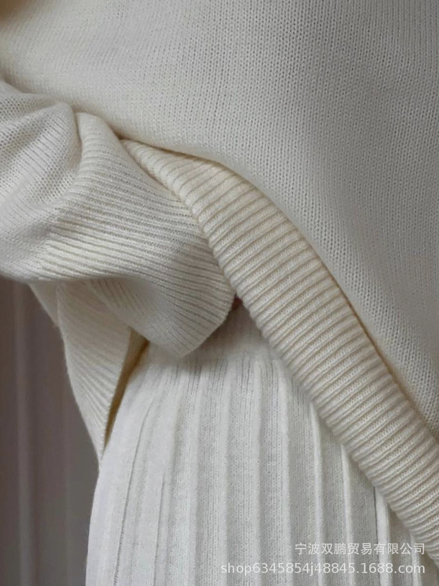 가을 솔리드 컬러 오-넥 스웨터 드레스 세트 여성 의류 - Women'S Fashion Knitwear 리뷰 및 가격