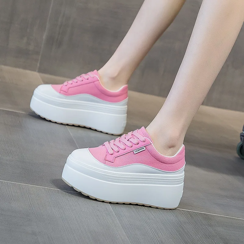 여성용 캔버스 정품 가죽 스니커즈 플랫폼 슈즈, 웨지  - Sneakers Fashion Women 리뷰 및 가격