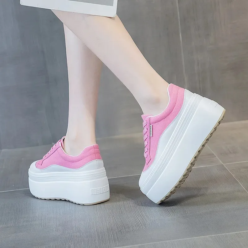 여성용 캔버스 정품 가죽 스니커즈 플랫폼 슈즈, 웨지  - Sneakers Fashion Women 리뷰 및 가격