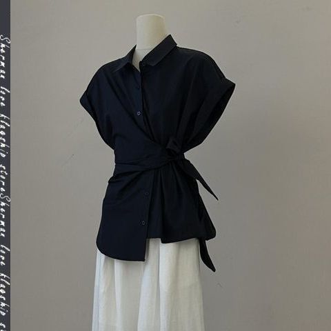 여성 여름 블랙 붕대 리본 셔츠 화이트 와이드 레그 팬 - Wide Leg Palazzo Pants 리뷰 및 가격