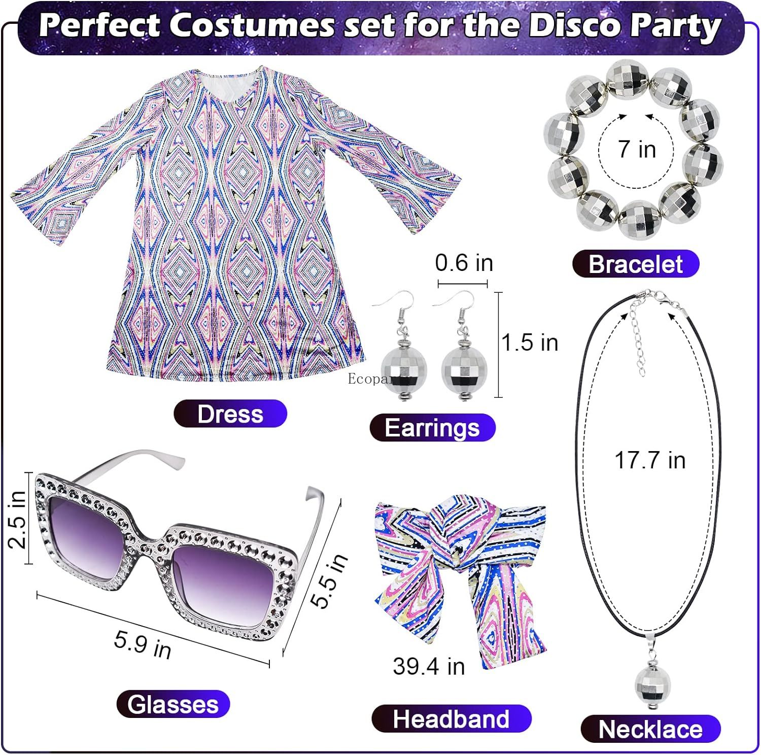 Disfraz 70년대 여성 디스코 드레스 히피 의상  - Women'S Fashion From The 70S 리뷰 및 가격