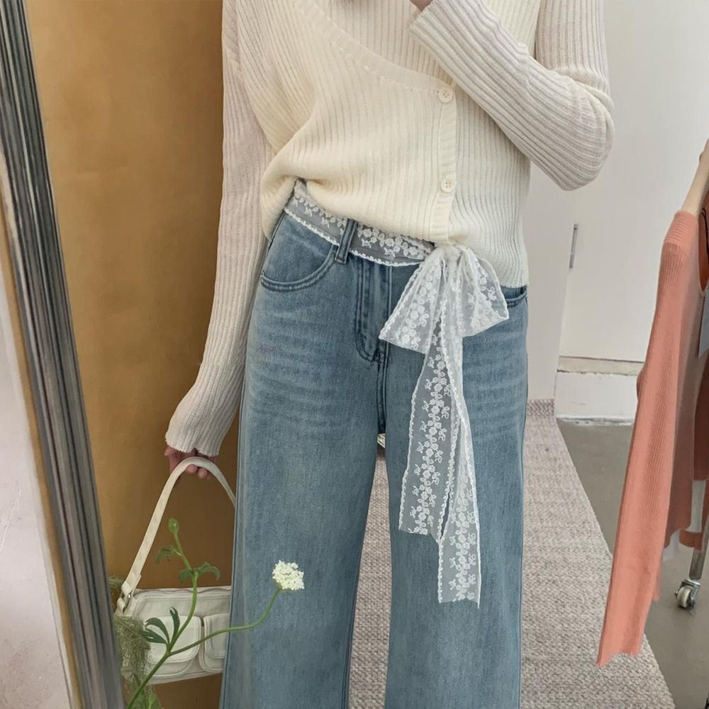 패션 Y2K 롱 레이스 허리띠 리본 얇은 레이스 허리  - Women'S Fashion Y2K Lace Bow Tie Flounce Sleeve Dress 리뷰 및 가격