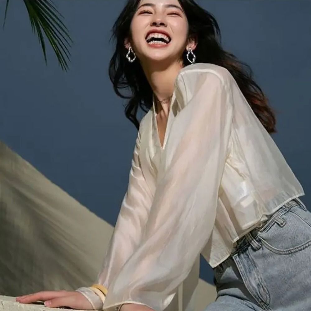 Hanfu 스타일 모달 아이스 실크 숄 시어 브이넥 자 - Women'S Fashion Knitwear 리뷰 및 가격