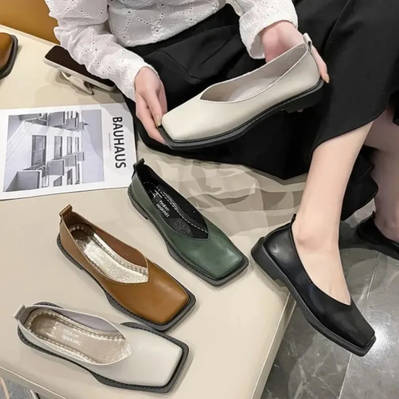 로마 여성 로우힐 펌프스 여성 신발 플랫 슈즈 스퀘어  - Sneakers Fashion Women 리뷰 및 가격