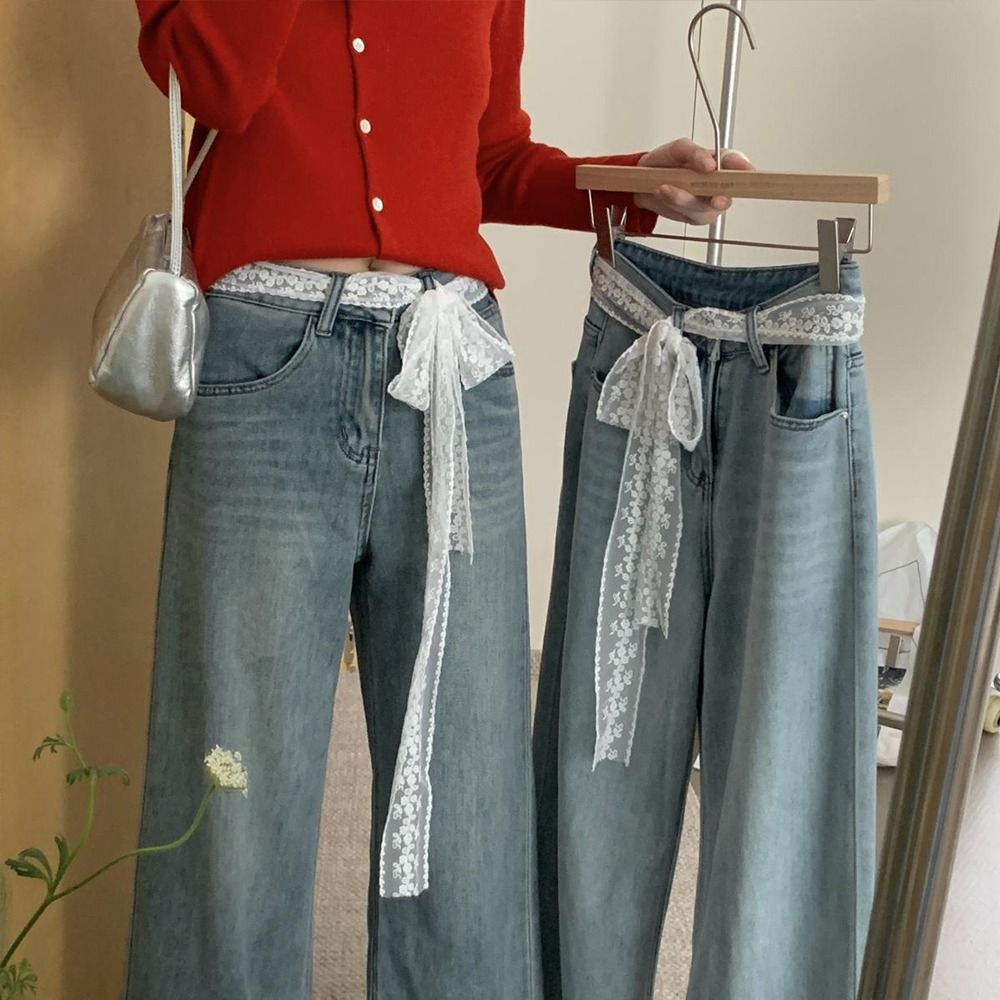 패션 Y2k 긴 레이스 허리띠 보우 꽃 레이스 허리 벨 - Women'S Fashion Y2K Lace Bow Tie Flounce Sleeve Dress 리뷰 및 가격