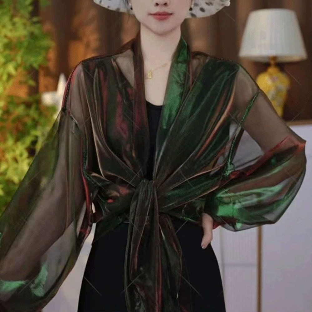 봄 여름을위한 패션 얇은 Tulle 목도리 양산 선 스 - Women'S Fashion Knitwear 리뷰 및 가격