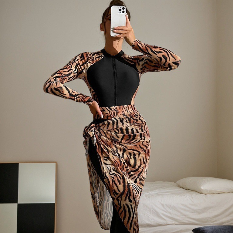 2026 모던 무슬림 부르키니 2피스 수영복 호랑이 프 - Printed Wrap Skirt 리뷰 및 가격