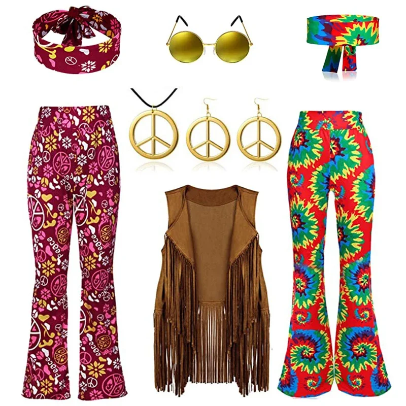 히피 디스코 60년대 70년대 코스프레 의상 여성 평화 - Women'S Fashion From The 70S 리뷰 및 가격