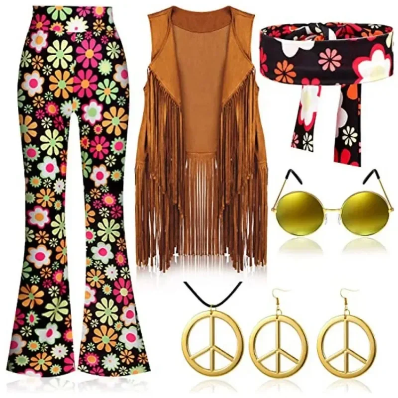 히피 디스코 60년대 70년대 코스프레 의상 여성 평화 - Women'S Fashion From The 70S 리뷰 및 가격