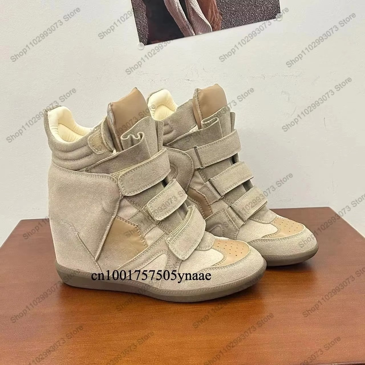 여성용 히든 웨지힐 하이탑 스니커즈 스웨이드 가죽 스플 - Sneakers Fashion Women 리뷰 및 가격
