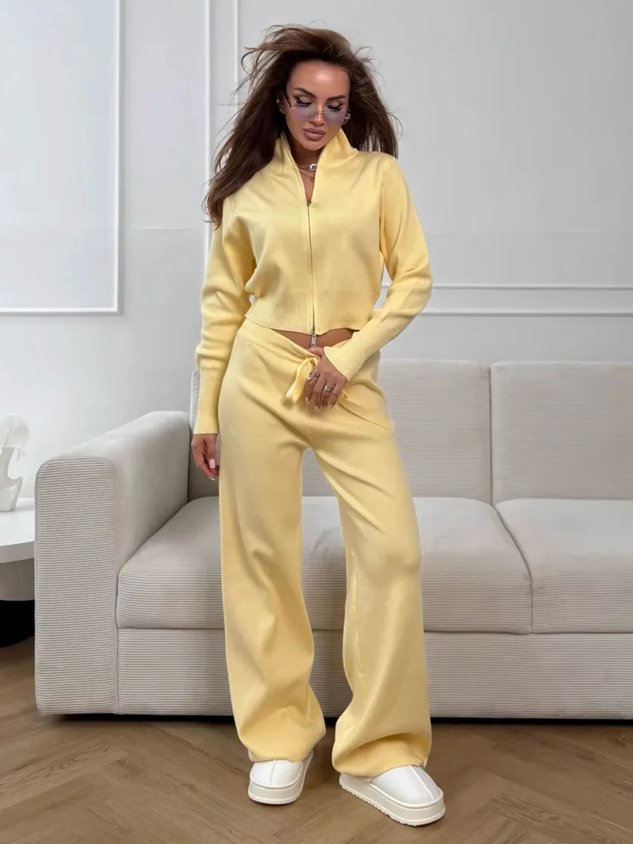 Wolfeel 새로운 가을 겨울 지퍼 업 니트 바지 세 - Wide Leg Palazzo Pants 리뷰 및 가격