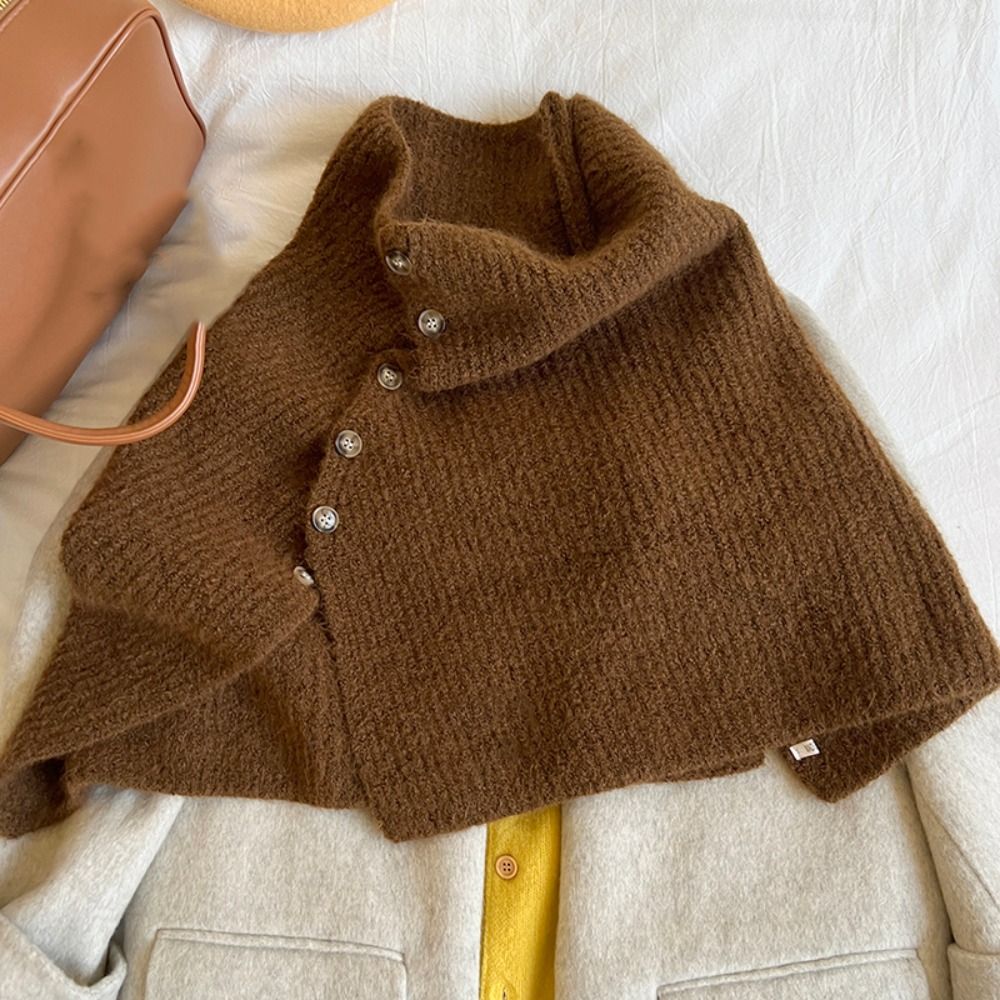 클래식 버튼 니트 숄 따뜻한 두꺼운 여성 겨울 숄 불규 - Women'S Fashion Knitwear 리뷰 및 가격