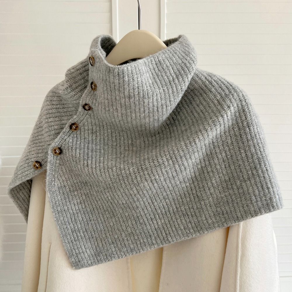 클래식 버튼 니트 숄 따뜻한 두꺼운 여성 겨울 숄 불규 - Women'S Fashion Knitwear 리뷰 및 가격